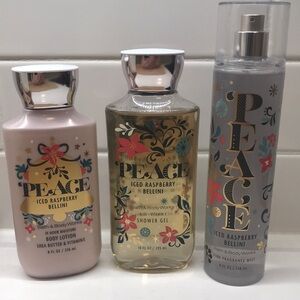 NWT!RARE!BBW Iced Raspberry Bellini (Peace) Bath Set
